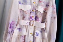 Load image into Gallery viewer, Floral Belted Long Sleeve Shirt Dress