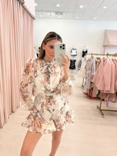 Load image into Gallery viewer, Fall Floral Tie Neck Blouse