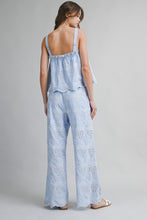 Load image into Gallery viewer, Striped Eyelet Adjustable Strap Top And Pants Set