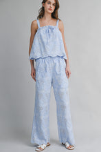 Load image into Gallery viewer, Striped Eyelet Adjustable Strap Top And Pants Set