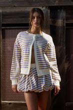 Load image into Gallery viewer, Purple & Gold Striped Bubble Mini Skirt