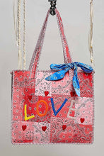 Load image into Gallery viewer, LOVE Quilted Tote Bag