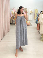 Load image into Gallery viewer, Navy Gingham Maxi Dress