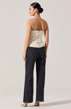 Load image into Gallery viewer, Moina Asymmetrical Strapless Tweed Top in Ivory