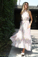 Load image into Gallery viewer, Tropical Floral Print Belted Maxi Halter Dress