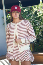Load image into Gallery viewer, Rib-Trimmed Striped Cardigan
