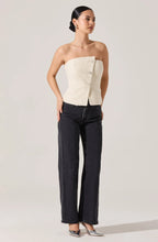 Load image into Gallery viewer, Moina Asymmetrical Strapless Tweed Top in Ivory