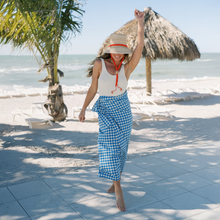 Load image into Gallery viewer, Blue Bay Gingham Tie Sarong