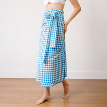 Load image into Gallery viewer, Blue Bay Gingham Tie Sarong