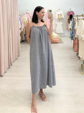Load image into Gallery viewer, Navy Gingham Maxi Dress