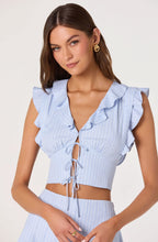 Load image into Gallery viewer, Zira Ruffle Trim Tie-Front Top