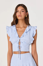 Load image into Gallery viewer, Zira Ruffle Trim Tie-Front Top