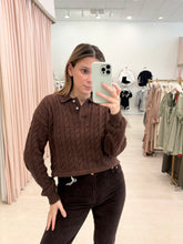 Load image into Gallery viewer, Collared Cable Knit Sweater