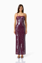 Load image into Gallery viewer, Verdita Sequin Maxi Dress in Burgundy