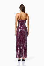 Load image into Gallery viewer, Verdita Sequin Maxi Dress in Burgundy