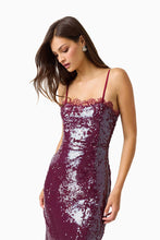 Load image into Gallery viewer, Verdita Sequin Maxi Dress in Burgundy
