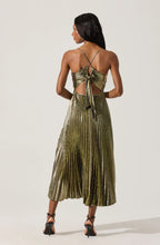 Load image into Gallery viewer, Blythe Metallic Plisse Midi Dress