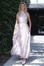 Load image into Gallery viewer, Tropical Floral Print Belted Maxi Halter Dress