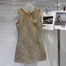 Load image into Gallery viewer, Crystal Trim Tweed Mini Dress
