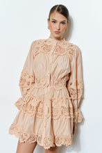 Load image into Gallery viewer, Delicate Lace-panel Button-up Flare Mini Dress