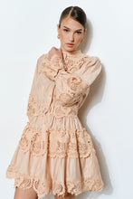 Load image into Gallery viewer, Delicate Lace-panel Button-up Flare Mini Dress