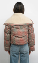 Load image into Gallery viewer, Sally Gingham Puffer w/ Sherling Collar