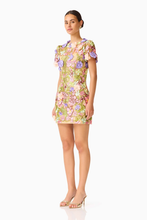Load image into Gallery viewer, Fiora Shift Mini Dress in Green & Pink Floral