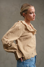 Load image into Gallery viewer, Ruffle Embroidered Check Blouse