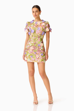 Load image into Gallery viewer, Fiora Shift Mini Dress in Green & Pink Floral