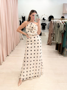 Polka Dot Flower Maxi Dress