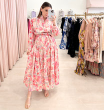 Load image into Gallery viewer, Pink Floral Tie Waist Midi

