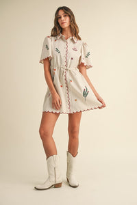 Embroidered Shirt Dress