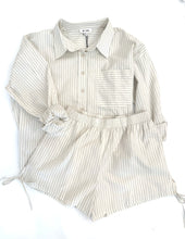Load image into Gallery viewer, Striped Tie Button Up Set

