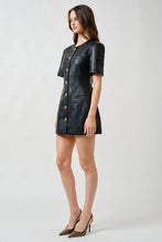Load image into Gallery viewer, Faux Leather A- Line Button Down Dress
