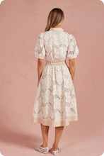 Load image into Gallery viewer, Floral Mesh Crochet Collared Midi Dress
