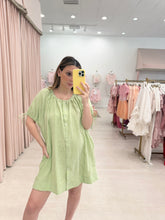 Load image into Gallery viewer, Gingham Tie Puff Sleeve Mini
