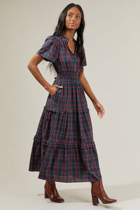 Plaid Poplin Tiered Maxi