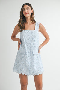 Eyelet Lace Square Neck Mini