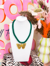 Load image into Gallery viewer, Emerald Twisted Flutter Butterfly Necklace
