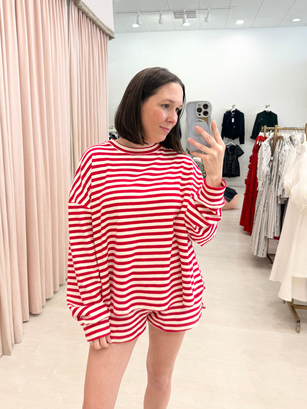 Red Stripe Short Set