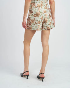 Peach Floral Pleated Short