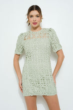 Load image into Gallery viewer, Puff Sleeve Crochet Lace Mini Dress
