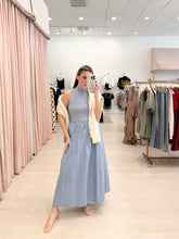 Load image into Gallery viewer, Light Blue Mock Neck Maxi Dress
