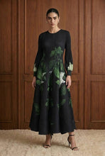 Load image into Gallery viewer, Black Botanical Midi Dress
