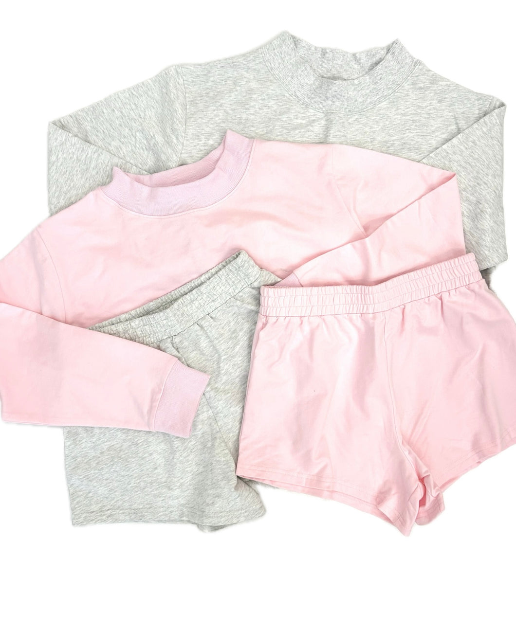 Mock Neck Terry Sweatshirt Short Set