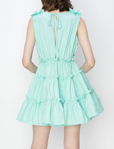 V Neck Ruffled Mini Dress