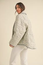 Load image into Gallery viewer, Blue Floral Printed Quilted Open Jacket
