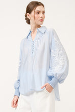 Load image into Gallery viewer, Long Balloon Sleeve Jewel Embroidery Blouse Top
