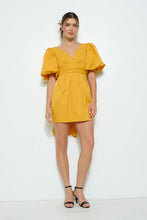 Load image into Gallery viewer, Short Puff Sleeve Open Back Bow Mini Dress
