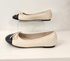 Ivory & Black Ballet Flat